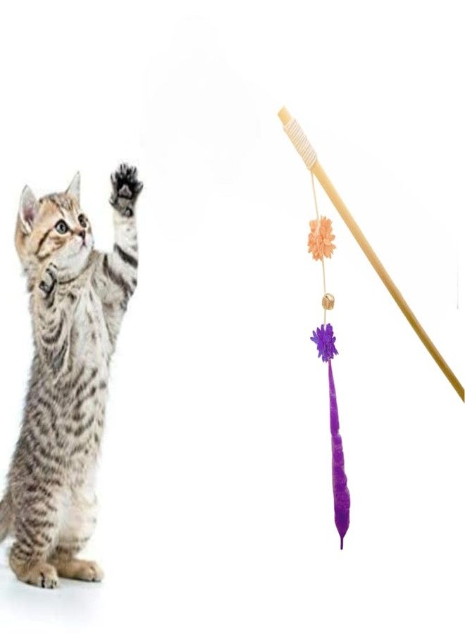 KittuPet لعبة كيتو بيت للحيوانات الأليفة، عصا مرحة لإثارة القطط، عصا تفاعلية مرحة للقطط، لون عشوائي، خشبية، عبوة من قطعتين - Image 2